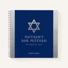 Bar Mitzvah Guest Signature Book Silver und Blue
