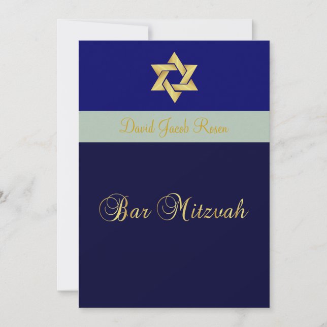Bar Mitzvah/hell + dunkelblau/passen Sie Ihre Farb Einladung (Vorderseite)