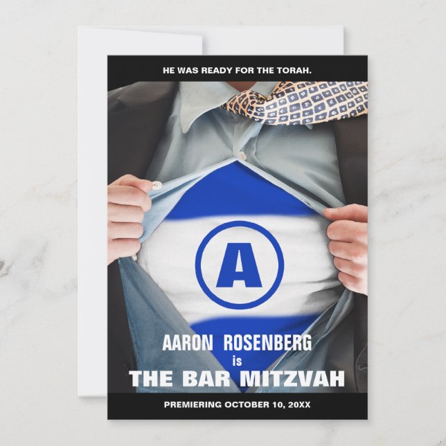 Bar Mitzvah Hero Einladung (Vorderseite)
