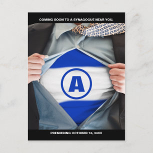 Bar Mitzvah Hero Save the Date Postcard Ankündigungspostkarte