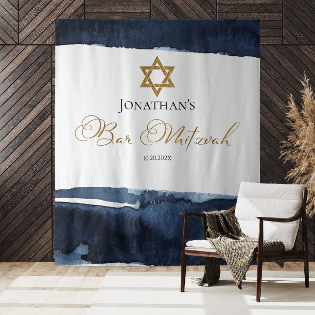 Bar Mitzvah Hintergrund | Blaue Farbe Abstrakt Wandteppich (Von Creator hochgeladen)