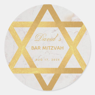 Bar Mitzvah Imitate Gold Star von David Script Mar Runder Aufkleber