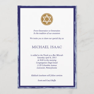 Bar Mitzvah Invasion Blue und Goldstar Einladung