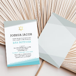 BAR MITZVAH INVITE cool modernes türkisblaues Grau Einladung