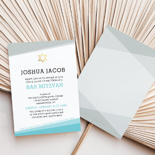 Bar MITZVAH INVITE cool modernes türkisblaues Grau Einladung