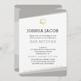 BAR MITZVAH INVITE Modernes cooles Grau Einladung