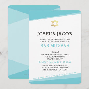 BAR MITZVAH INVITE Modernstes Türkisblau Einladung