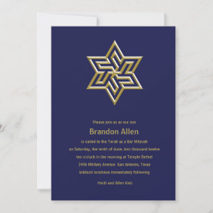 Bar Mitzvah Jede Farbe mit Gold Star von David Einladung