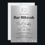 Bar Mitzvah Jüdischer Star von David Modern Silver Einladung<br><div class="desc">Bar Mitzvah Star von David Modern Silver jüdischen Einladungen.</div>