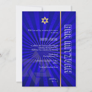 Bar Mitzvah/Königsblau/Gold Einladung