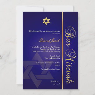 Bar Mitzvah/Königsblau/Gold Einladung