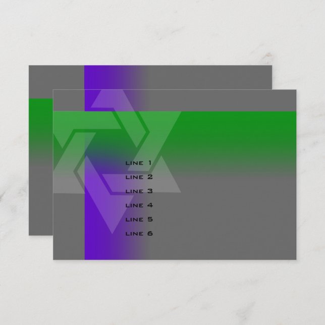 Bar Mitzvah Lila und grün auf jeder Farbe Karte (Vorne/Hinten)
