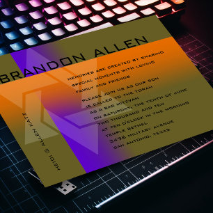 Bar Mitzvah Lila und orange in jeder Farbe Einladung