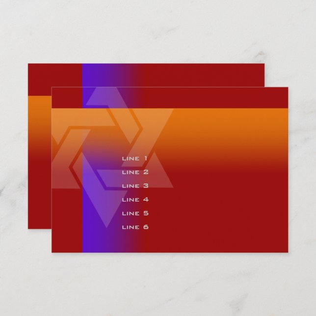 Bar Mitzvah Lila und orange in jeder Farbe Karte (Vorne/Hinten)