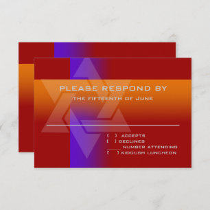 Bar Mitzvah Lila und orange in jeder Farbe RSVP Karte