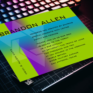 Bar Mitzvah Lila und Türkisch auf jeder Farbe Einladung