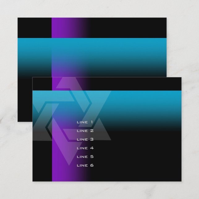 Bar Mitzvah Lila und Türkisch auf jeder Farbe Karte (Vorne/Hinten)