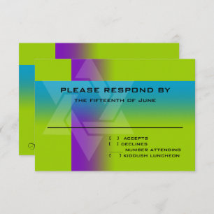 Bar Mitzvah Lila und Türkisch auf jeder Farbe RSVP Karte