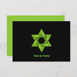 Bar Mitzvah Lime Green Black Star von David Party Einladung