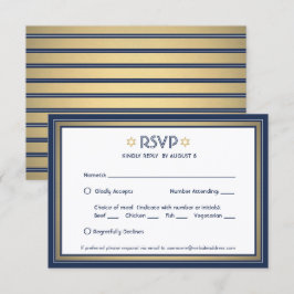 Bar Mitzvah Meetings Optionen Navy Blue White und  RSVP Karte