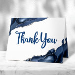 Bar Mitzvah Minimal Navy Blue Agate Script Leere Dankeskarte<br><div class="desc">Vergewissern Sie sich, dass Ihr Lieblings-Bar Mitzvah zeigt seine Wertschätzung für alle, die seine Meilenstein-Veranstaltung unterstützt! Versenden Sie diese coole, minimale, moderne, personalisierte Dankeschön-Karte. Navy Schrift Typografie und Star of David überlagern einen schlichten, weißen Hintergrund mit Stahl blauen agate Felsen akzentuiert mit Imitaten silbernen Venen. Hinzu kommt noch ein weiterer...</div>