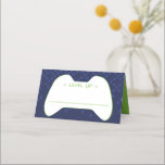 BAR MITZVAH modern gamer control navy neon green Platzkarte<br><div class="desc">by kat massard >>> kat@simplysweetPAPERIE.com <<< An on trend, cute design for your Event Reception PLACE CARDS, with hand write guests names and add table number TIP :: 1. To change/move graphics & fonts and add more text - hit the "customise it" button - - - - - - -...</div>