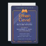 BAR MITZVAH modern gaming control navy blue orange Einladung<br><div class="desc">by kat massard >>> WWW.SIMPLYSWEETPAPERIE.COM <<< - - - - - - - - - - - - - - - - - - - - - - - - The perfect design for a "Gaming Themed" BAR or BAT MITZVAH celebration Love the design, but would like to see some...</div>