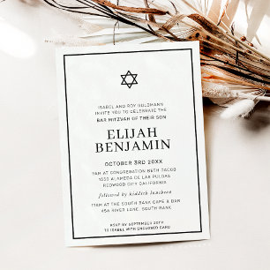 BAR MITZVAH modern minimal Stern Grenze schwarz we Einladung