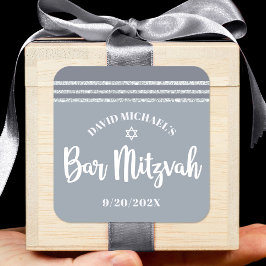 Bar Mitzvah Modern Silver Gray Tallit Fett Script Quadratischer Aufkleber