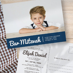 Bar Mitzvah Modern Simple Custom Foto Einladung