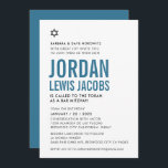 BAR MITZVAH modern star boy simple denim blue Einladung<br><div class="desc">by kat massard >>> kat@simplysweetPAPERIE.com <<< CONTACT ME for custom wording or to add any lines in Hebrew Love the design, but would like to see some changes - another color scheme, product, add a photo or adapted for a different occasion - no worries simply contact me - I am...</div>