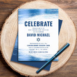 Bar Mitzvah Moderne fette Navy Typografie Blue Foi Begleitkarte<br><div class="desc">Seien Sie stolz, freuen Sie sich und präsentieren Sie diesen Meilenstein Ihres Lieblings-Bar Mitzvah! Fügen Sie diese coole, einzigartige, moderne, personalisierte Einlage für zusätzliche Informationen zu Ihrer Veranstaltung ein. Metallische, hellblaue Pinselstriche aus der Folie, gewagte, marineblaue Typografie und Star of David überlagern einen einfachen, weißen Hintergrund. Personalisieren Sie den benutzerdefinierten...</div>