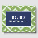 BAR MITZVAH Moderne geometrische Mustermarinengrün Gästebuch<br><div class="desc">von kat massage >>> https://linktr.ee/simplysweetpaperie <<<</div>