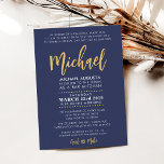 Bar Mitzvah moderne Marine   Gold MICHAEL Einladung<br><div class="desc">von kat massard >>> WWW.SIMPLYSWEETPAPERIE.COM <<< Liebe das Design,  aber möchte einige Änderungen sehen - ein anderes Farbschema,  Produkt,  ein Foto hinzufügen oder angepasst für einen anderen Anlass - keine Sorgen einfach kontaktieren Sie mich,  kat@simplysweetPAPERIE.com - ich bin gerne behilflich!</div>