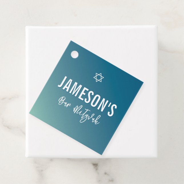 BAR MITZVAH Moderner, blauer Pfefferminzverlauf Geschenkanhänger (Beispiel)