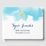 BAR MITZVAH Moderner Goldstar Aquarelle Gästebuch<br><div class="desc">von kat massage >>> WWW.SIMPLYSWEETPAPERIE.COM <<<</div>