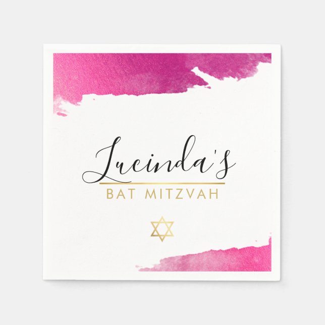 BAR MITZVAH Moderner Luxus goldfarbenes goldfarben Serviette (Vorderseite)
