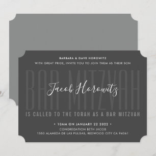 BAR MITZVAH Moderner Overlay Typ Junge dunkelgrau Einladung