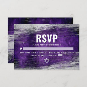 Bar Mitzvah Moderner Silberstreifen Lila Wasser RSVP Karte