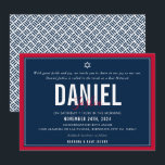 BAR MITZVAH Moderner Sportjunge fett rot-blau Einladung<br><div class="desc">durch kat massard >>> kat@simplysweetPAPERIE.com << << CONTACT ME für den benutzerdefinierten Wortlaut oder um irgendwelche Zeilen in hebräischer Liebe das Design hinzuzufügen, aber möchte einige Änderungen sehen - ein anderes Farbschema, Produkt, ein Foto hinzufügen oder angepasst für einen anderen Anlass - keine Sorgen einfach kontaktieren Sie mich - ich...</div>