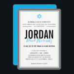 BAR MITZVAH Moderner Star Junge Aqua Blue Einladung<br><div class="desc">durch kat massard >>> kat@simplysweetPAPERIE.com << << CONTACT ME für den benutzerdefinierten Wortlaut oder um irgendwelche Zeilen in hebräischer Liebe das Design hinzuzufügen, aber möchte einige Änderungen sehen - ein anderes Farbschema, Produkt, ein Foto hinzufügen oder angepasst für einen anderen Anlass - keine Sorgen einfach kontaktieren Sie mich - ich...</div>