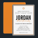 BAR MITZVAH Moderner Star Junge Orange Grau Einladung<br><div class="desc">durch kat massard >>> kat@simplysweetPAPERIE.com << << CONTACT ME für den benutzerdefinierten Wortlaut oder um irgendwelche Zeilen in hebräischer Liebe das Design hinzuzufügen, aber möchte einige Änderungen sehen - ein anderes Farbschema, Produkt, ein Foto hinzufügen oder angepasst für einen anderen Anlass - keine Sorgen einfach kontaktieren Sie mich - ich...</div>