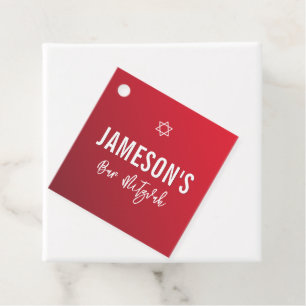 BAR MITZVAH Moderner Sternroter Bordeaux-Farbverla Geschenkanhänger