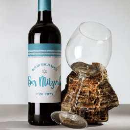 Bar Mitzvah Modernes Aquamarines Silver Tallit Fet Weinetikett