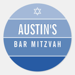 BAR MITZVAH Modernes, feines Omelrot, königsblau Runder Aufkleber