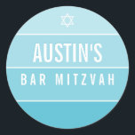 BAR MITZVAH Modernes, feines, türkisblaues Oblast Runder Aufkleber<br><div class="desc">von kat massard >>> https://linktr.ee/simplysweetpaperie <<< Liebe das Design,  aber möchte einige Änderungen sehen - ein anderes Farbschema,  Produkt,  ein Foto hinzufügen oder angepasst für einen anderen Anlass - keine Sorgen einfach kontaktieren Sie mich,  kat@simplysweetPAPERIE.com - ich bin gerne behilflich!</div>
