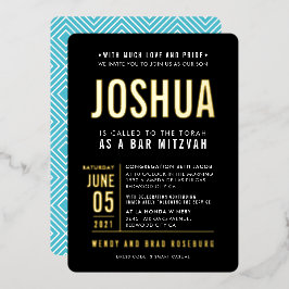 BAR MITZVAH Modernes, fett gefärbtes Blockformat s Folieneinladung