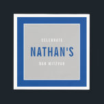 BAR MITZVAH Modernes, kaltblauer Block Serviette<br><div class="desc">von kat massage >>> WWW.SIMPLYSWEETPAPERIE.COM <<<</div>