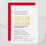 BAR MITZVAH Modernes Minimal-Bodl-Gold Folieneinladung<br><div class="desc">durch kat massard Moderne Einladung mit "glänzender Goldfolie" für die MITZVAH Kinderfeier. Einfach die Vorlage selbst aktualisieren E-Mail-Adresse für passende Elemente und alternative Farbschemas - kat@simplysweetpaperie.com</div>