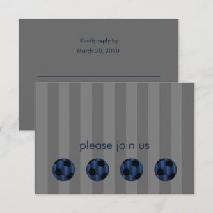 Bar Mitzvah Navy Blue and Black Soccer Ball Einladung